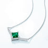 Necklace Cultivated Emerald 925 Silver Inlay Geometric Retro Elegant Women's Cross Chain