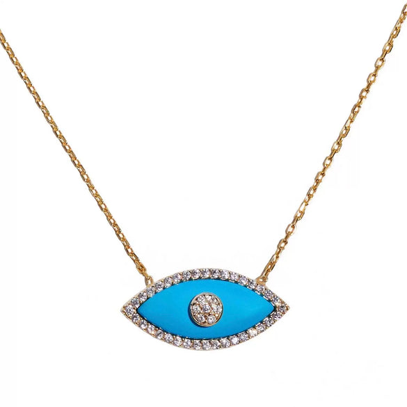 Necklace Devil's Eye Zircon Copper Titanium Steel Plated 18K True Gold Color Preservation Facial Features Expressions Style