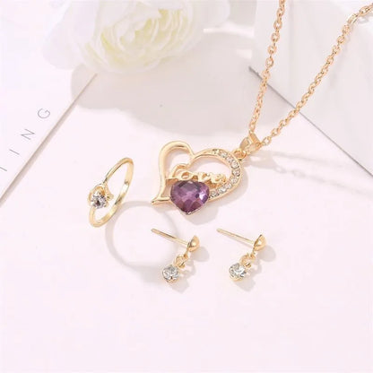 Necklace Earring Ring Set Couple Love Love Necklace Diamond Earring Ring