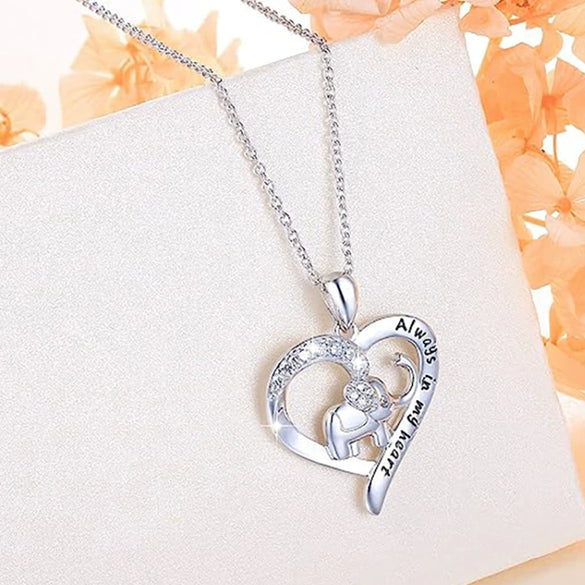 Necklace Elephant Zodiac Love Shaped Copper Mixed Gemstone Inlay Zirconia O Chain Women's