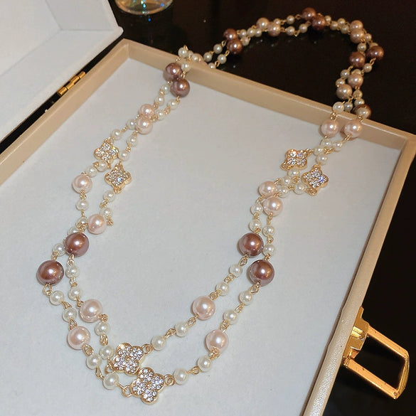 Necklace Fake Pearl Acrylic Geometric Inlaid With Pearls Light Luxury Women's Clavicle Chain