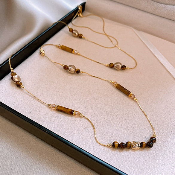 Necklace Fake Pearl Acrylic Geometric Inlaid With Pearls Light Luxury Women's Clavicle Chain