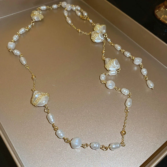 Necklace Fake Pearl Acrylic Geometric Inlaid With Pearls Light Luxury Women's Clavicle Chain