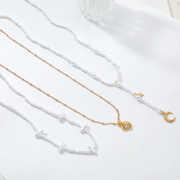 Necklace Fake Pearl Star Shape Electroplating Women's Minimalist
