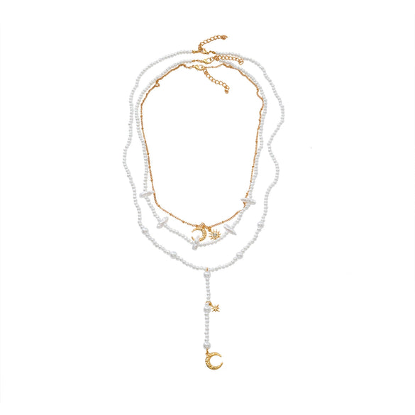 Necklace Fake Pearl Star Shape Electroplating Women's Minimalist