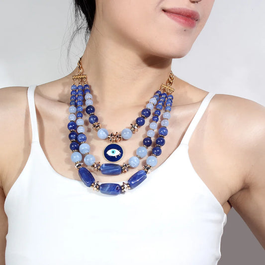 Necklace Fashion Blue Devil'S Eye Multilayer Collarbone Necklace Necklace Women