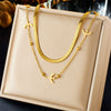 Necklace Fashionable Simple Double Layer Goldplated Stainless Steel Chain With Swallow Design