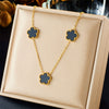 Necklace Fashionable Simple Versatile Twocolor Black And White Flower Goldplated Titanium Steel Chain Jewelry For Women