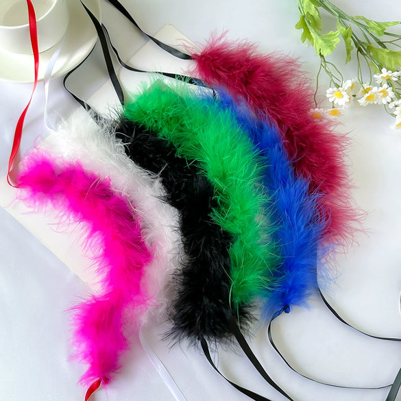 Necklace Feather Ribbon Handmade Geometric Dark Style