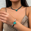 Necklace Flannel Imitation Turquoise Geometric Handmade Women's Jewelry Clavicle Chain