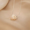 Necklace Freshwater Pearl Ball Copper Crystal Flower Handmade Women's Natural Style