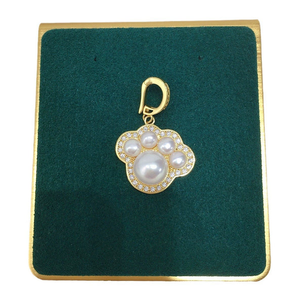 Necklace Freshwater Pearl Copper Cute Cat's Claw Meat Pad Natural Flat Round Rose Buns Round