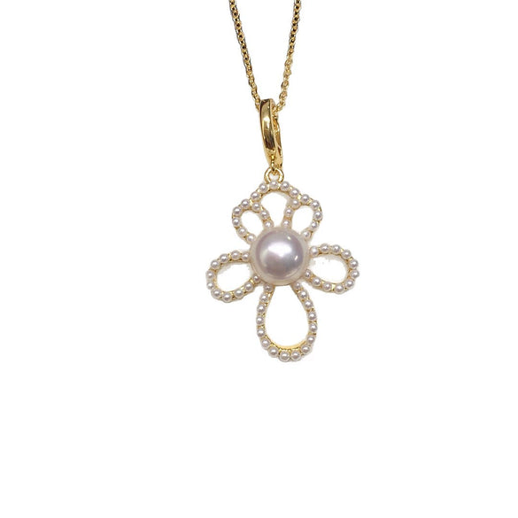 Necklace Freshwater Pearl Copper Round Fashion Minimalist Sweet Flower Universal Buckle Pendant
