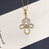 Necklace Freshwater Pearl Copper Round Fashion Minimalist Sweet Flower Universal Buckle Pendant