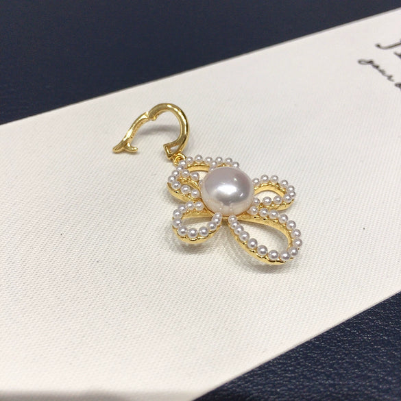 Necklace Freshwater Pearl Copper Round Fashion Minimalist Sweet Flower Universal Buckle Pendant