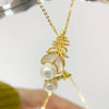 Necklace Freshwater Pearl Feather Natural Seashells Pendant Copper
