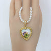 Necklace Freshwater Pearl Heartshaped Copper Monet Garden Middle Ancient Oil Painting Wind