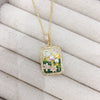 Necklace Freshwater Pearl Monet Garden Middle Ancient Oil Painting Style Square Retro Copper Accessories Special Shape