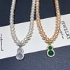 Necklace Freshwater Pearl Natural Chalcedony Agate Gourd Copper Fashion Minimalist