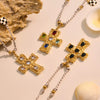 Necklace Freshwater Pearl Natural Stone Semi Precious Stone Color Diamond Zircon Cross 316L Stainless Steel 316L Stainless Steel Geometric Electroplating For Women