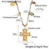 Necklace Freshwater Pearl Natural Stone Semi Precious Stone Color Diamond Zircon Cross 316L Stainless Steel 316L Stainless Steel Geometric Electroplating For Women