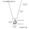Necklace Freshwater Pearl 316L Stainless Steel Geometric Drop Shape Electroplated For Women