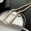 Necklace Freshwater Pearl Titanium Steel Geometric Light Luxury Electroplating Style