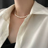 Necklace Freshwater Pearl Titanium Steel Geometric Light Luxury Electroplating Style