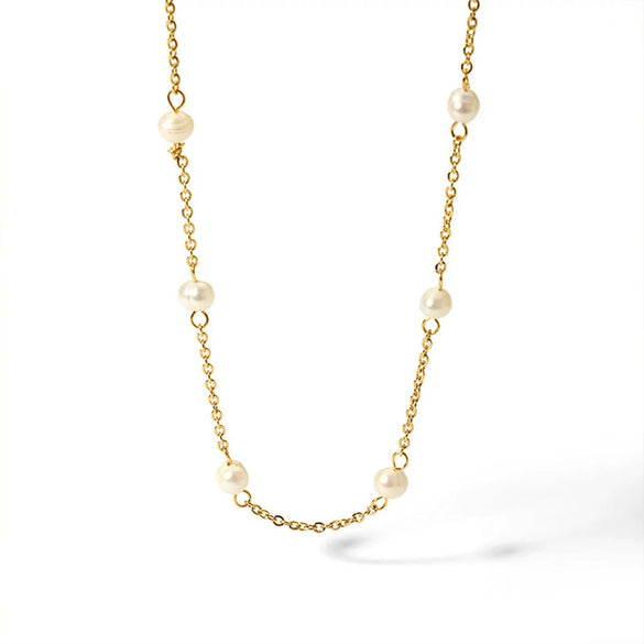 Necklace Freshwater Pearl Titanium Steel Stainless Steel Geometric Electroplating Ochain