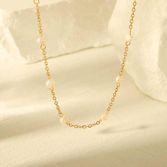 Necklace Freshwater Pearl Titanium Steel Stainless Steel Geometric Electroplating Ochain