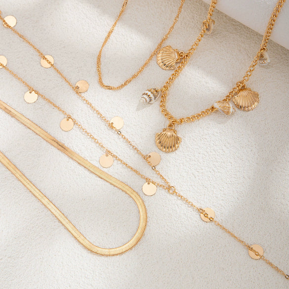 Necklace Geometric Pattern Shell Alloy Copperclad Iron Iron Copper Electroplating Clavicle Chain