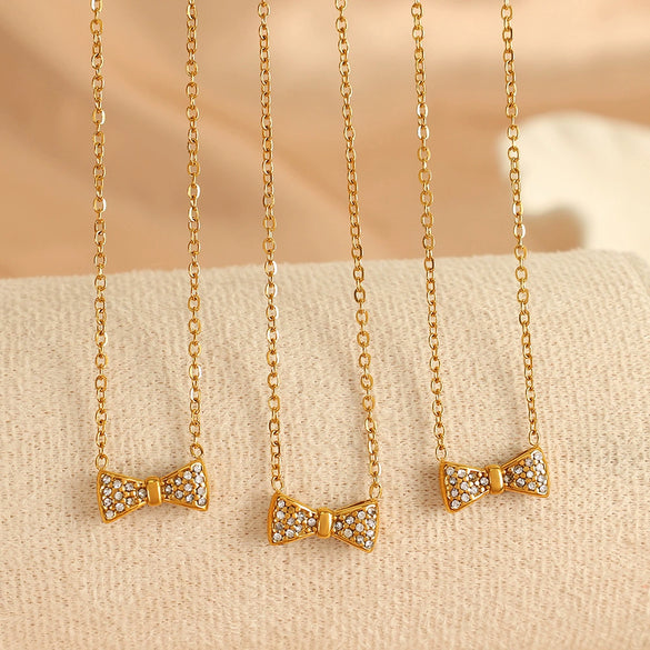 Necklace Geometric 316L Stainless Steel Bow Electroplating Fashion Women's