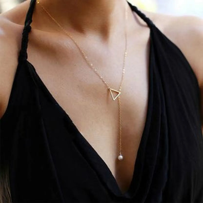 Necklace Geometric Triangle Pendant Necklace Environmental Protection Gold Plated Silver Necklace Wholesale