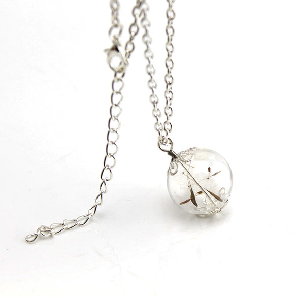 Necklace Glass Mixed Gem Inlay Dandelion Seed Retro Verbal Chain