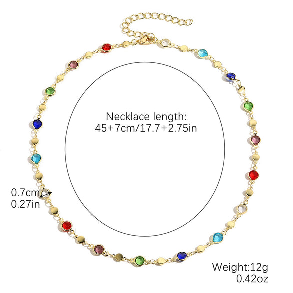 Necklace Handmade Beaded Doublelayer Artificial Crystal Red Retro Geometric Ochain Electroplated For Women