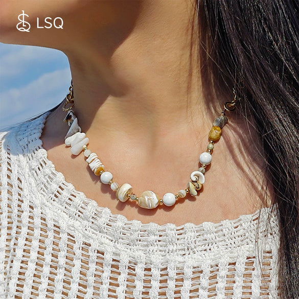 Necklace Handmade Bohemian Style Woven Rope Natural Shell With Geometric Pendant Accessories