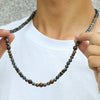 Necklace Handmade With Wooden Beads Tiger Eye Stone Alloy Glitter Stone Geometric Style Electroplated For Men