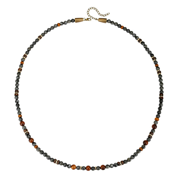 Necklace Handmade With Wooden Beads Tiger Eye Stone Alloy Glitter Stone Geometric Style Electroplated For Men
