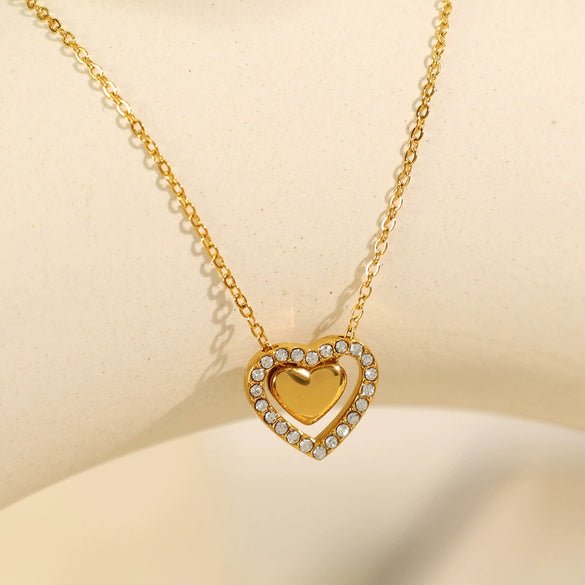 Necklace Heart Design Gold Fashion 316L Stainless Steel Electroplating