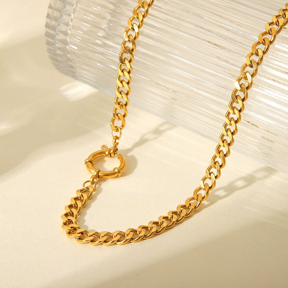 Necklace Hip Hop Trend Steel Cuban Chain 18K Gold Stainless Steel Geometric Electroplated Women's Jewelry