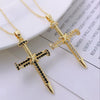 Necklace Hiphop Cross Micropaved Zircon Copper Ochain 14K Gold Electroplated