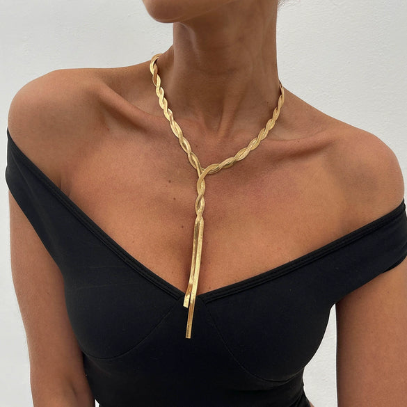 Necklace Hiphop Metallic Snake Bone Chain Geometric Pattern Electroplating Women's