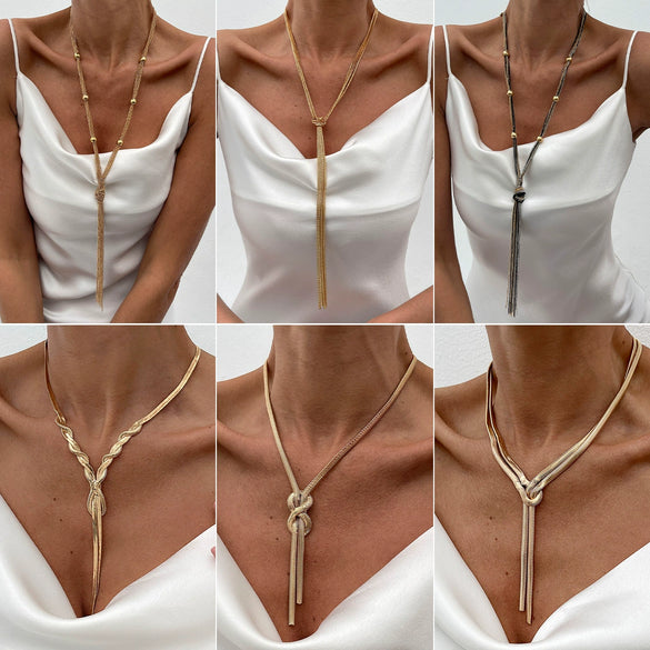Necklace Hiphop Metallic Snake Bone Chain Geometric Pattern Electroplating Women's