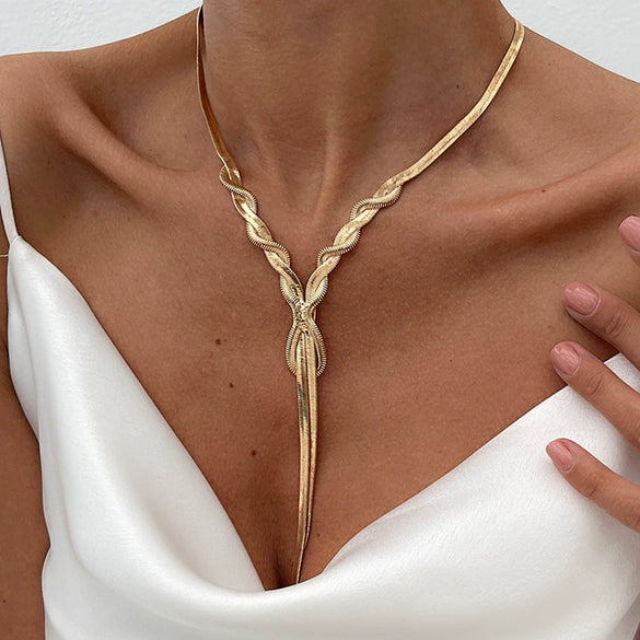 Necklace Hiphop Metallic Snake Bone Chain Geometric Pattern Electroplating Women's