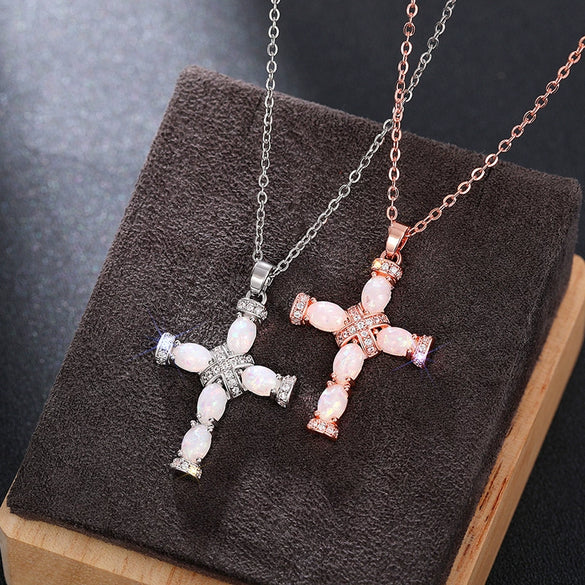 Necklace Imitation Opal Copper Geometric Sweet Cool Style With Letters Numbers Text Zirconia Oshaped Chain For Women