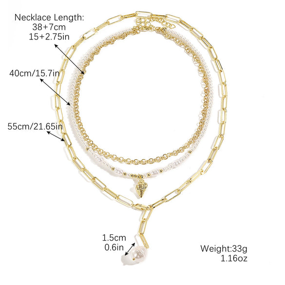Necklace Imitation Pearl Alloy Geometric Electroplated Simple Beach Ocean Style