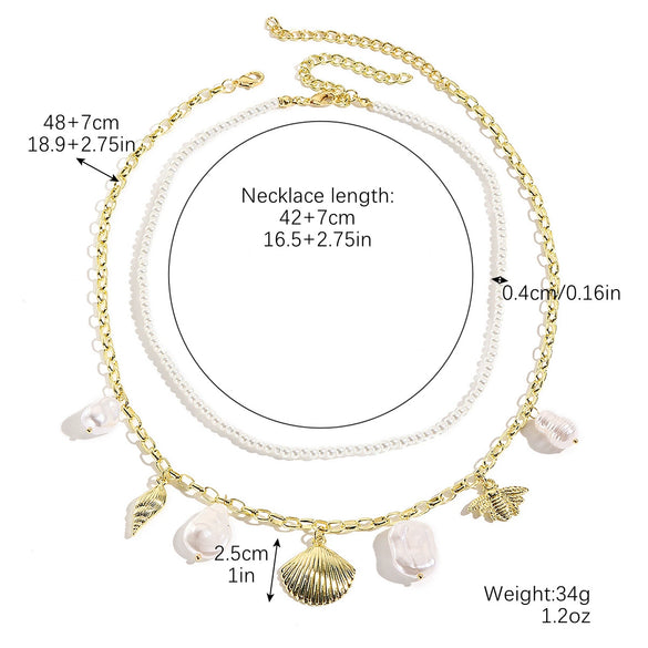 Necklace Imitation Pearl Alloy Geometric Electroplated Simple Beach Ocean Style