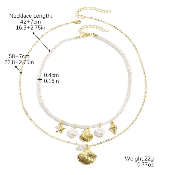 Necklace Imitation Pearl Alloy Geometric Electroplated Simple Beach Ocean Style
