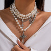 Necklace Imitation Pearl Alloy Geometric Pattern Electroplating Ball Chain Women's Hiphop Punk Retro