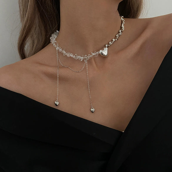 Necklace Imitation Pearl Chain Iron Alloy Heart Geometric Electroplating Women's